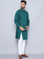 Even Apparels Men's Pure Cotton Green Sherwani Kurta