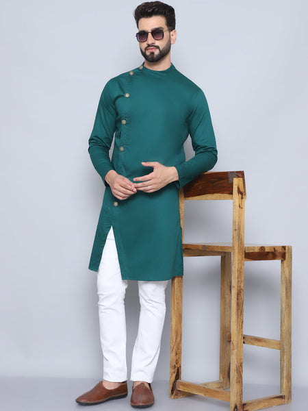 Even Apparels Men's Pure Cotton Green Sherwani Kurta