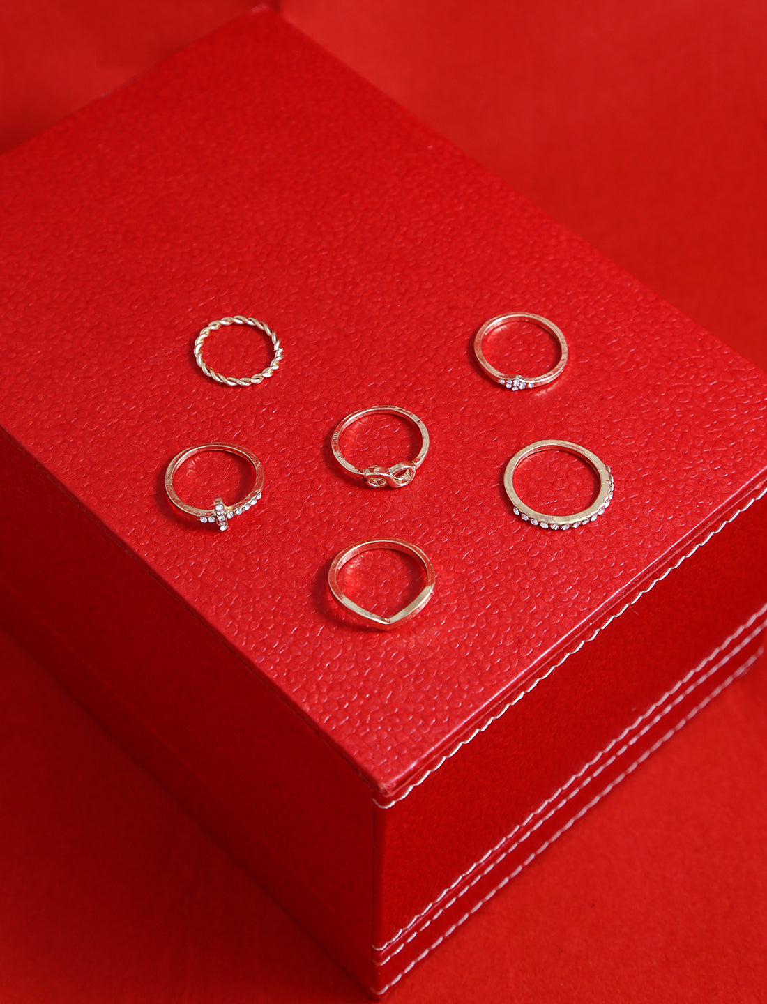 Gold-Polished Alloy Stylish Contemporary Stackable Ring - The Pari