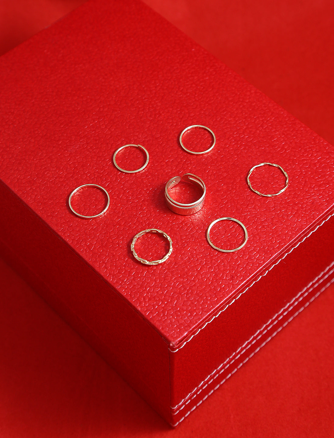 Gold-Polished Alloy Stylish Contemporary Stackable Ring - The Pari