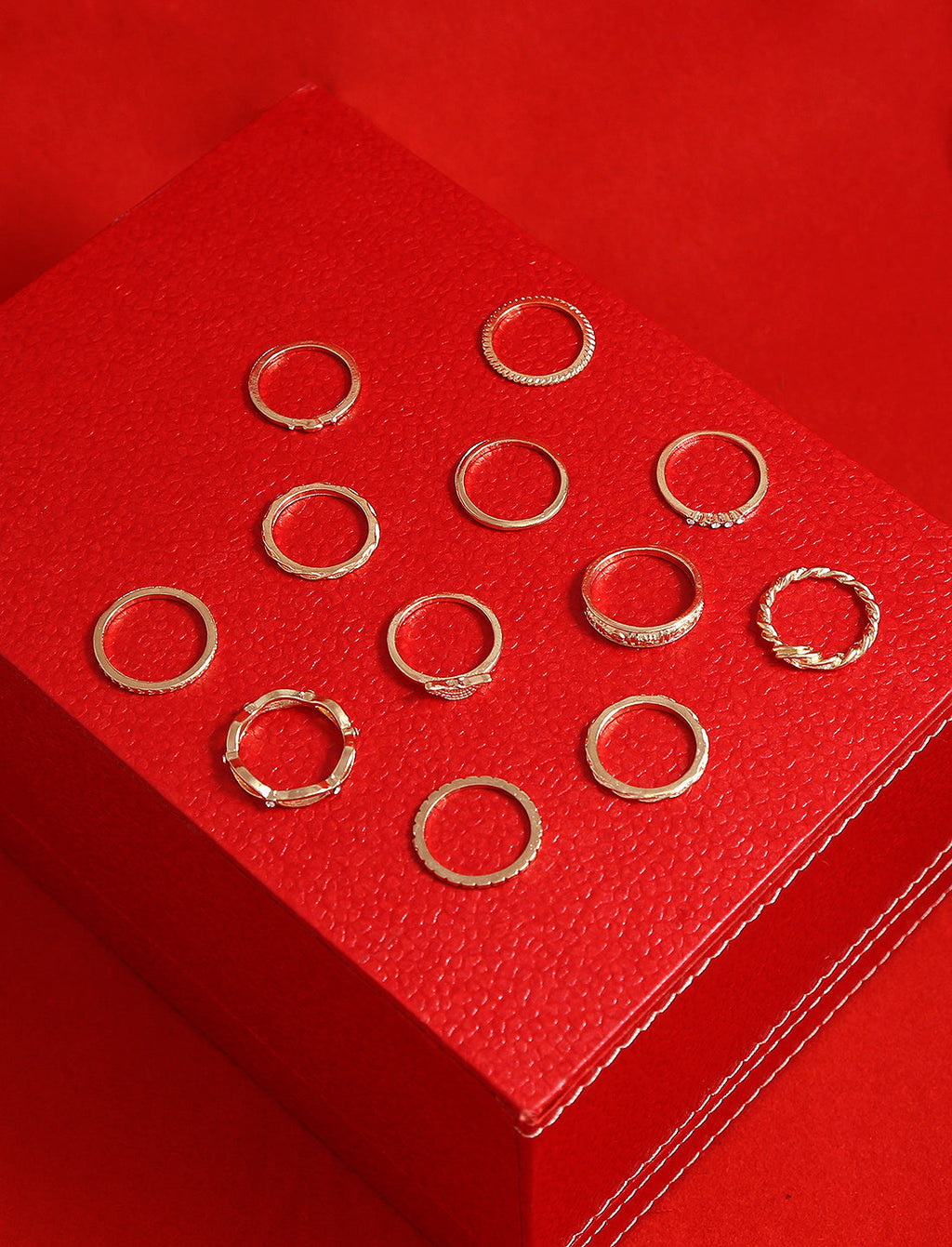 Gold-Polished Alloy Stylish Contemporary Stackable Ring - The Pari