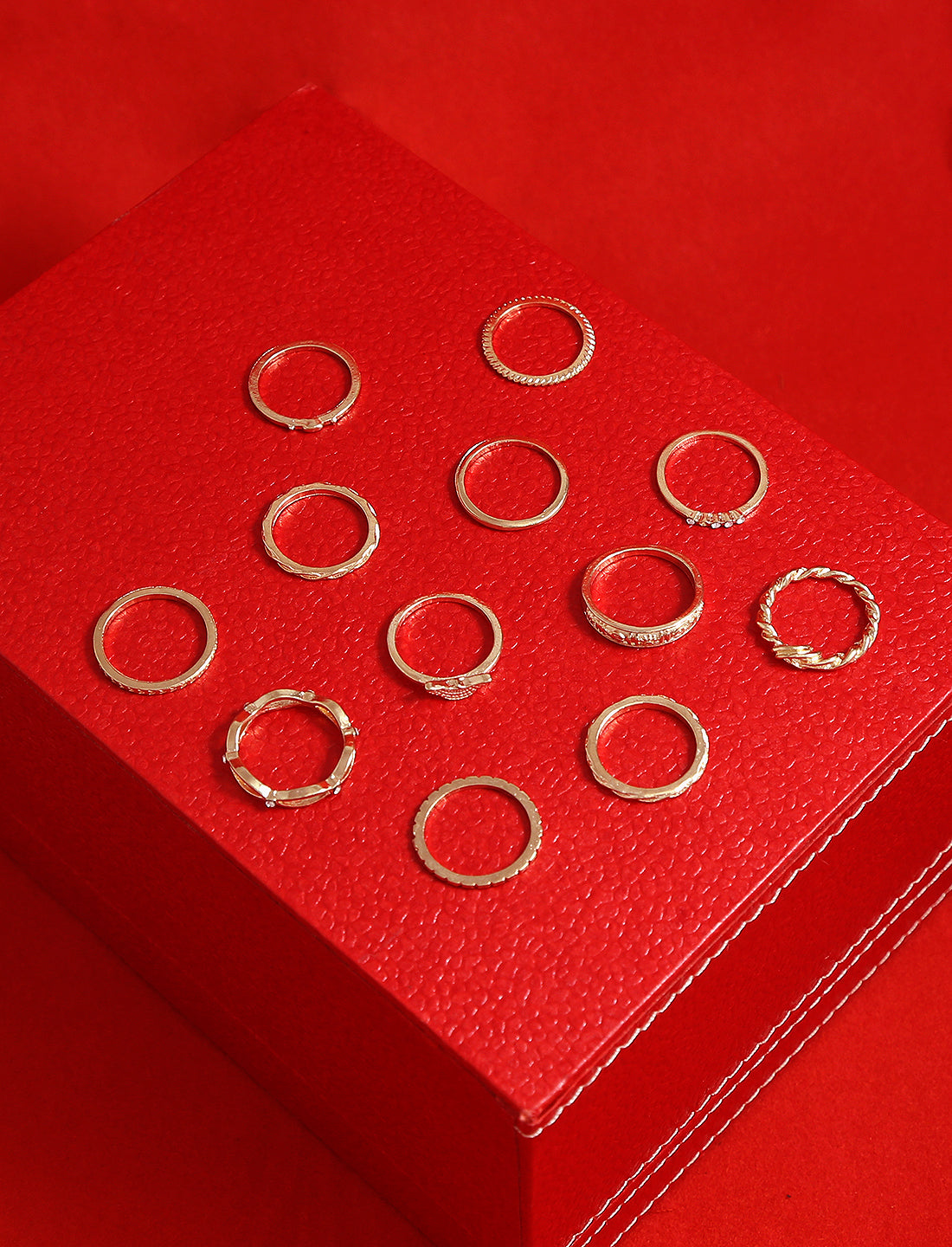 Gold-Polished Alloy Stylish Contemporary Stackable Ring - The Pari