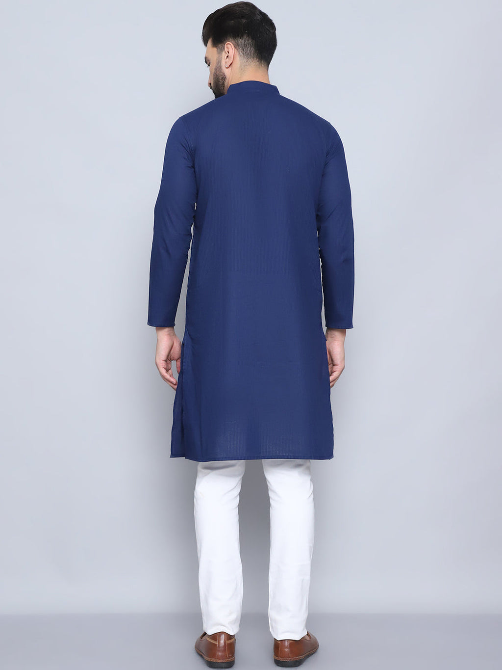 Even Apparels Men's Pure Cotton Blue Kurta
