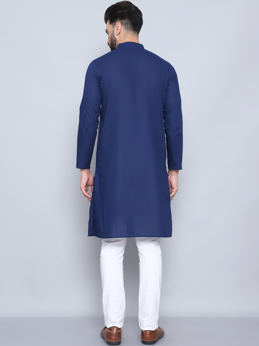 Even Apparels Men's Pure Cotton Blue Kurta