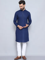 Even Apparels Men's Pure Cotton Blue Kurta