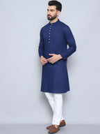 Even Apparels Men's Pure Cotton Blue Kurta
