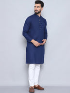 Even Apparels Men's Pure Cotton Blue Kurta