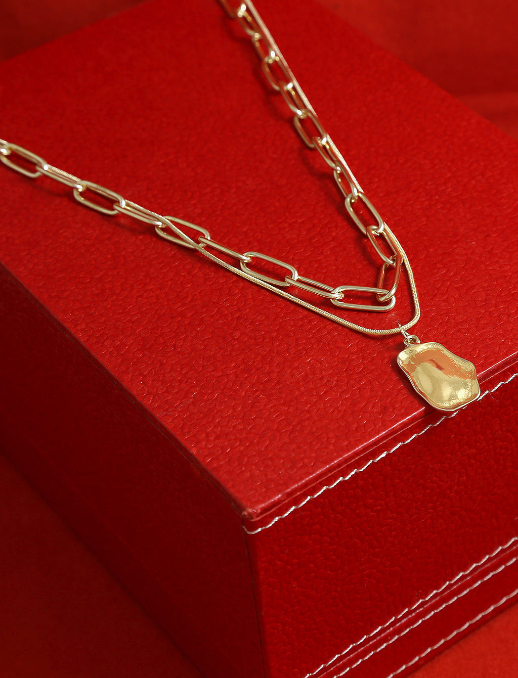 Gold-Polished Alloy Layered Designer Short Necklace - The Pari