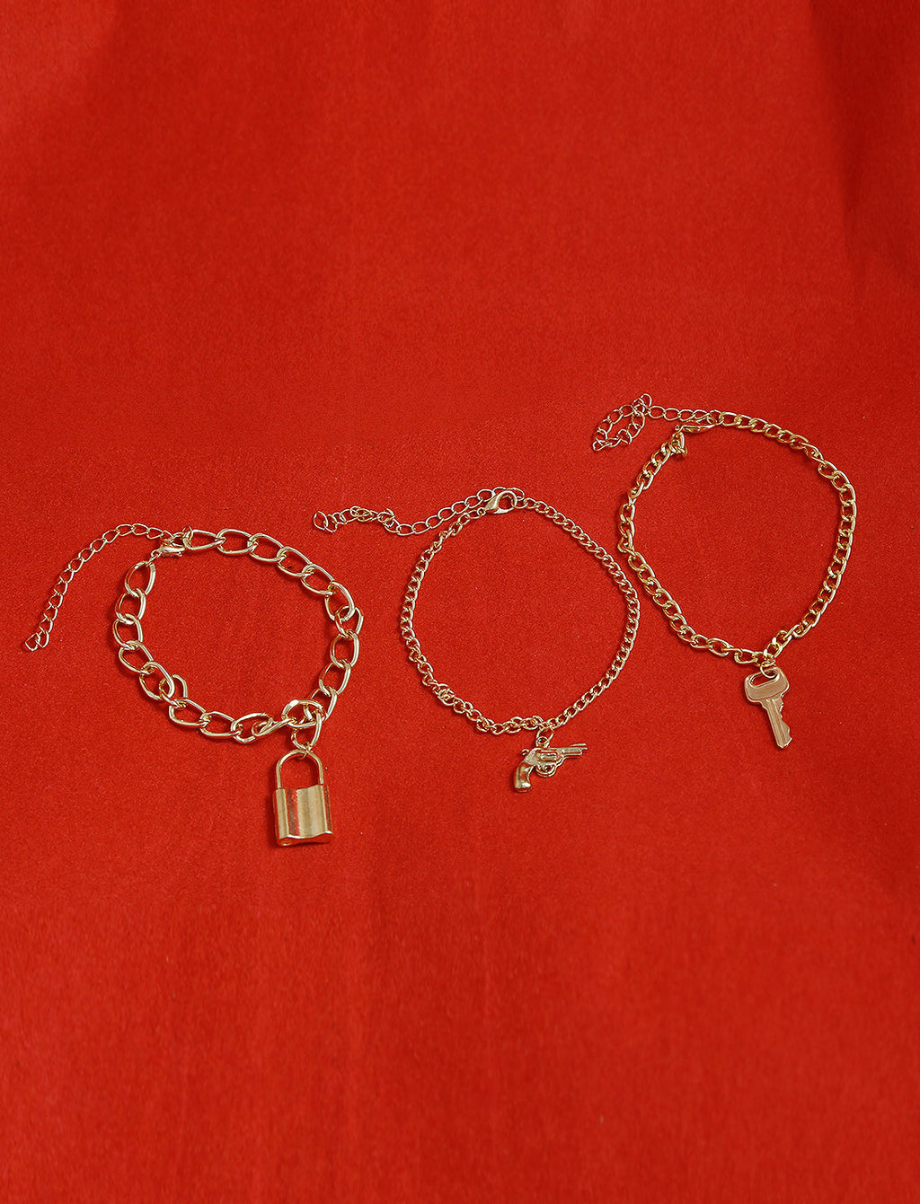 Gold-Plated Alloy Gold Charm Bracelet Set - The Pari - Distacart