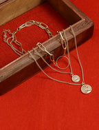 Gold-Polished Alloy Layered Designer Short Necklace - The Pari