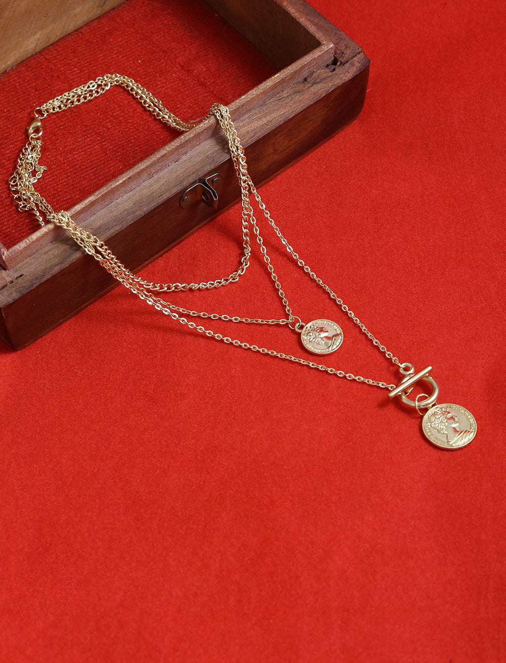 Gold-Polished Alloy Layered Designer Short Necklace - The Pari