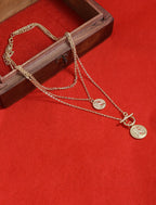 Gold-Polished Alloy Layered Designer Short Necklace - The Pari