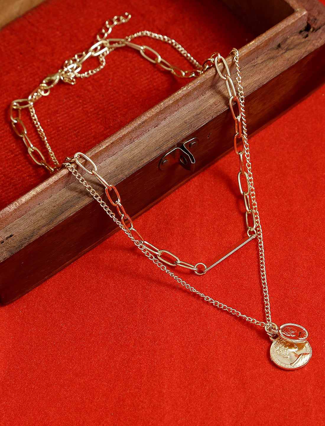 Gold-Polished Alloy Layered Designer Short Necklace - The Pari