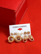 Gold-Plated Alloy Set Of 6 Designer Earrings - The Pari - Distacart