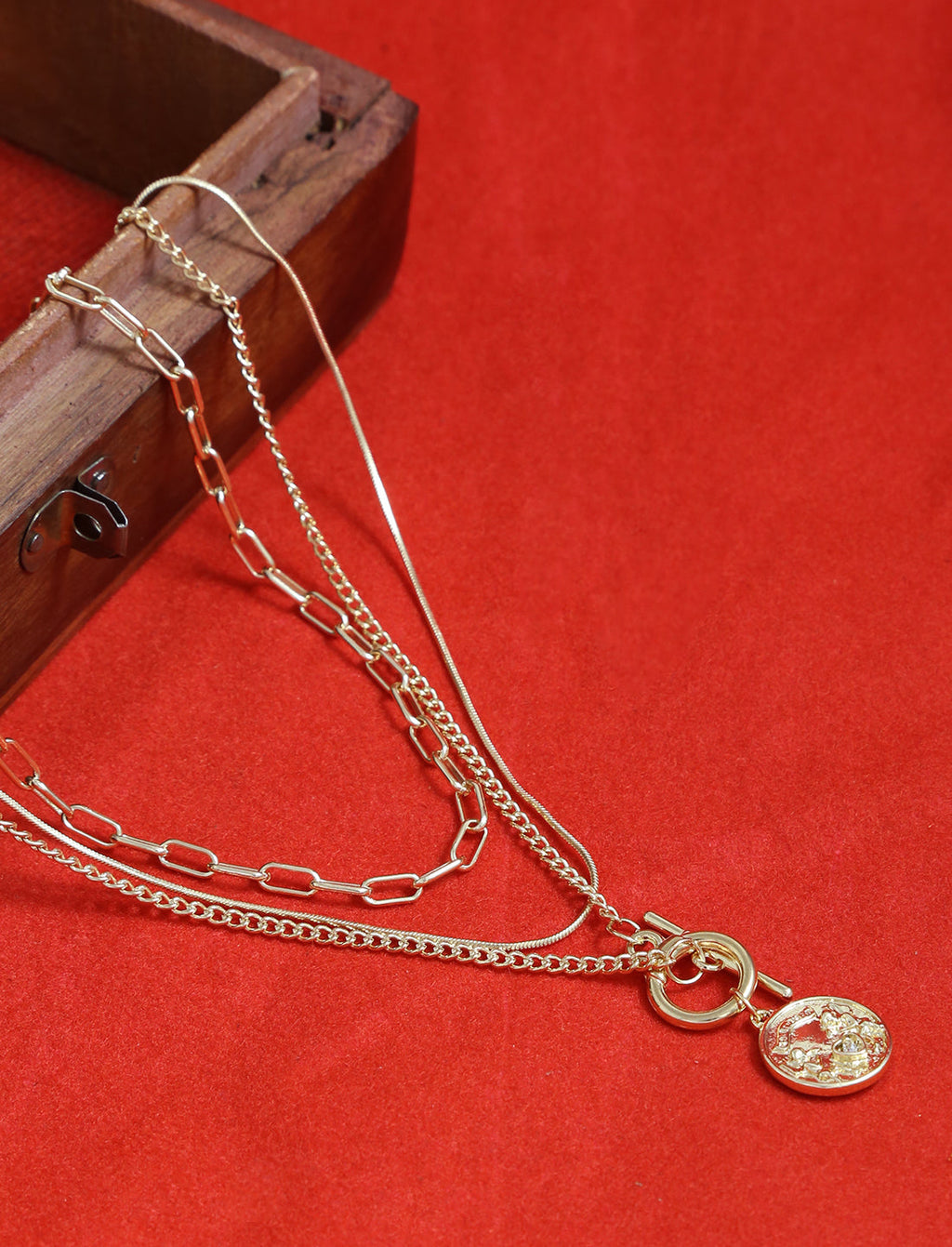 Gold-Polished Alloy Layered Designer Short Necklace - The Pari