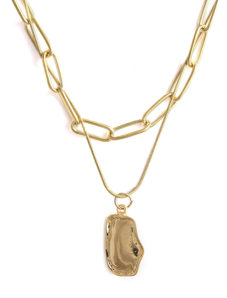 Gold-Polished Alloy Layered Designer Short Necklace - The Pari