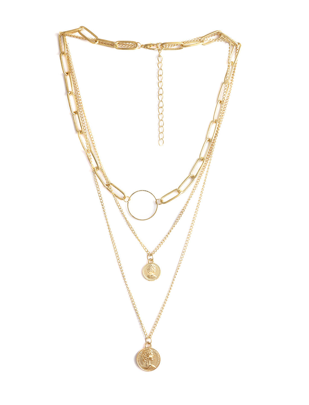 Gold-Polished Alloy Layered Designer Short Necklace - The Pari