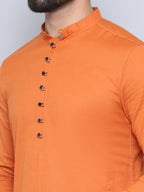 Even Apparels Men's Pure Cotton Orange Kurta