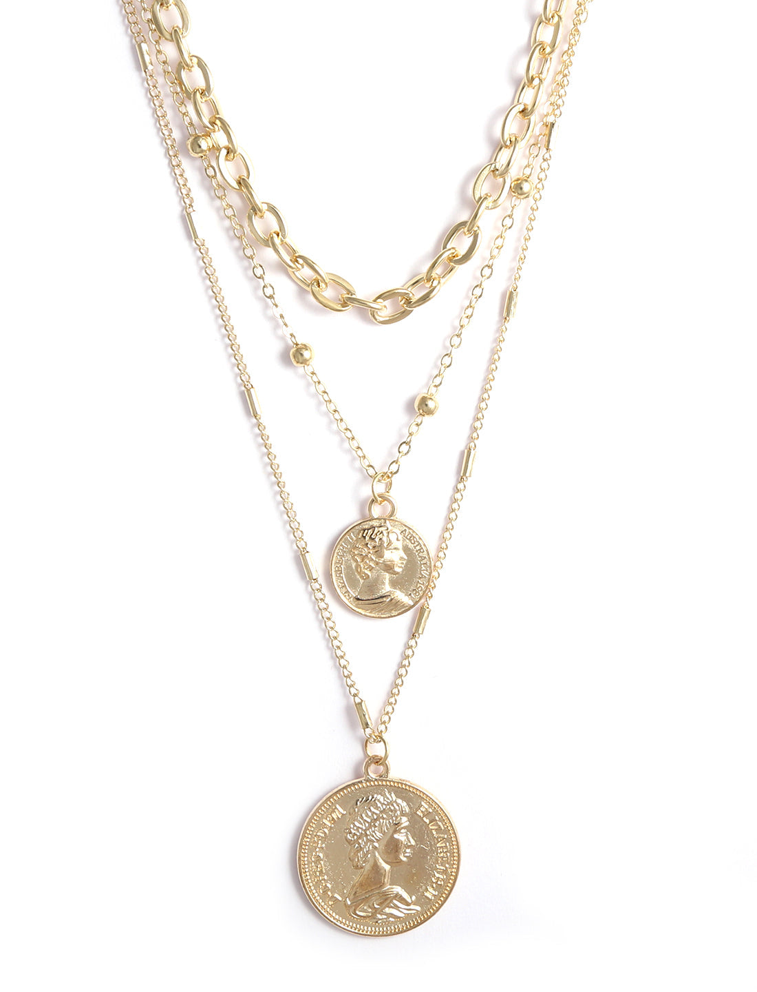 Gold-Polished Alloy Layered Designer Short Necklace - The Pari