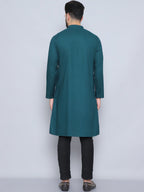 Even Apparels Men's Loop Button Green Kurta