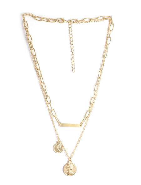 Gold-Polished Alloy Layered Designer Short Necklace - The Pari