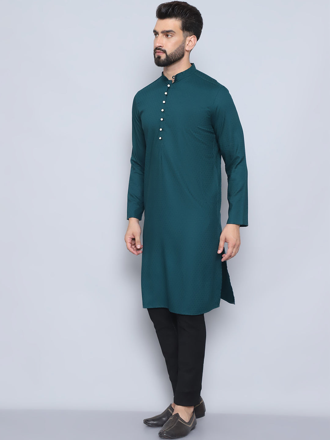 Even Apparels Men's Loop Button Green Kurta