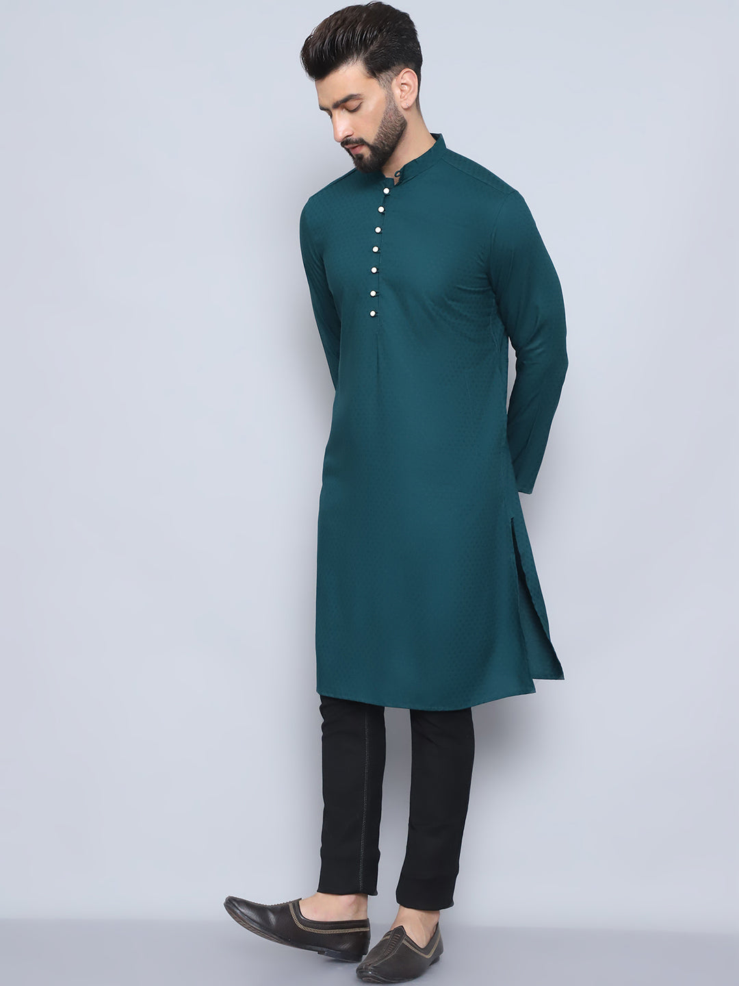 Even Apparels Men's Loop Button Green Kurta
