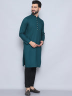 Even Apparels Men's Loop Button Green Kurta