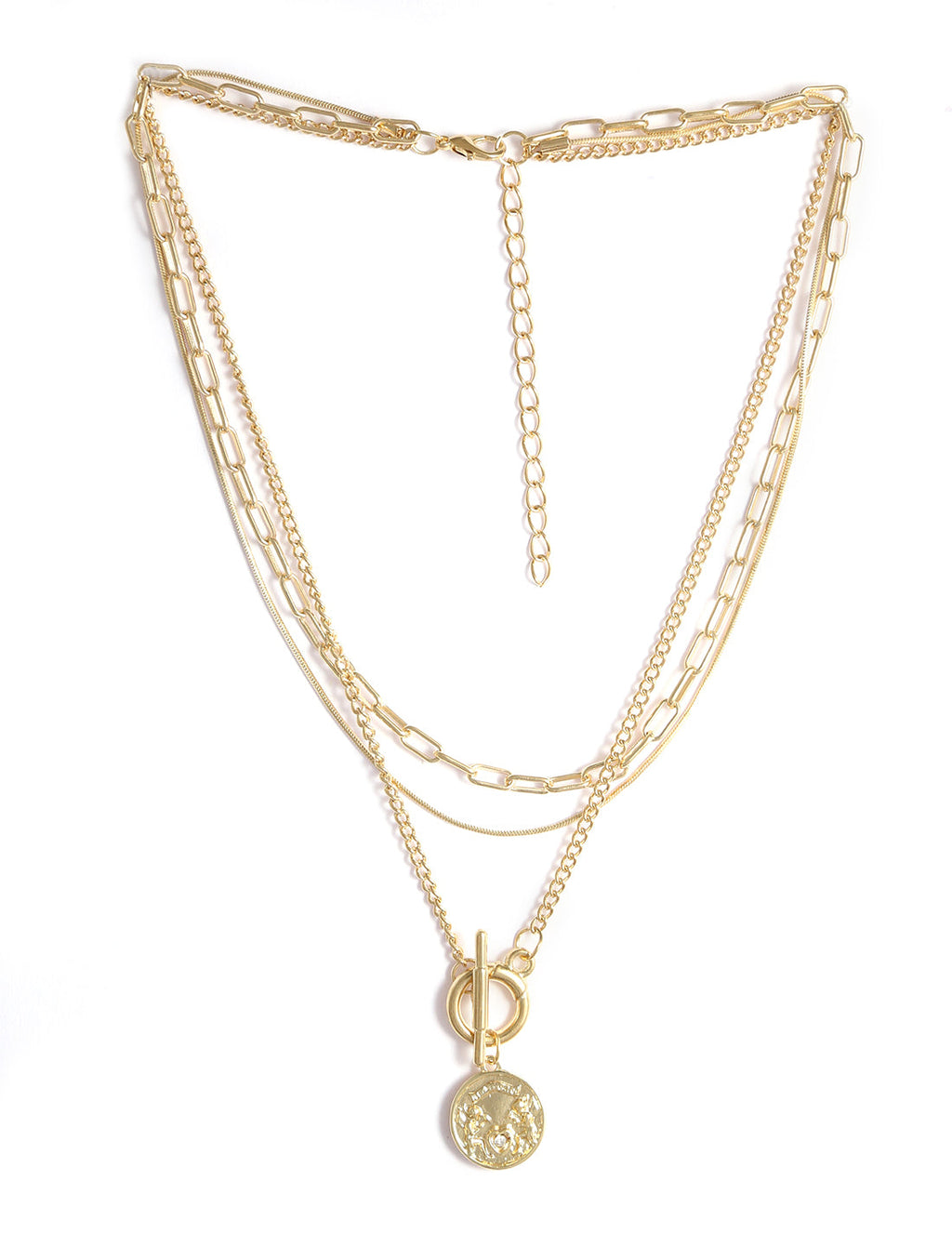 Gold-Polished Alloy Layered Designer Short Necklace - The Pari
