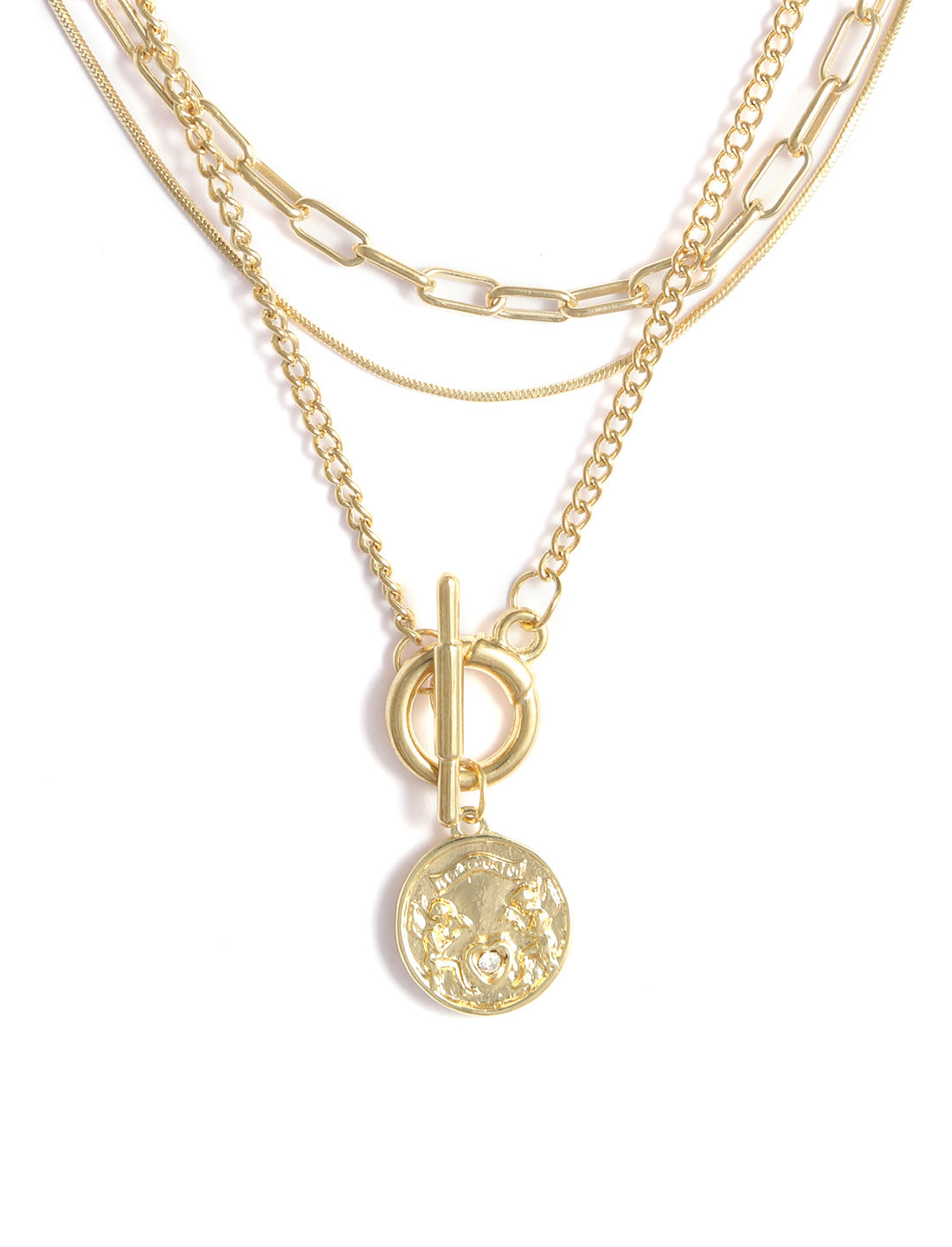 Gold-Polished Alloy Layered Designer Short Necklace - The Pari