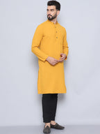 Even Apparels Men's Self Design Yellow Kurta
