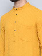 Even Apparels Men's Self Design Yellow Kurta