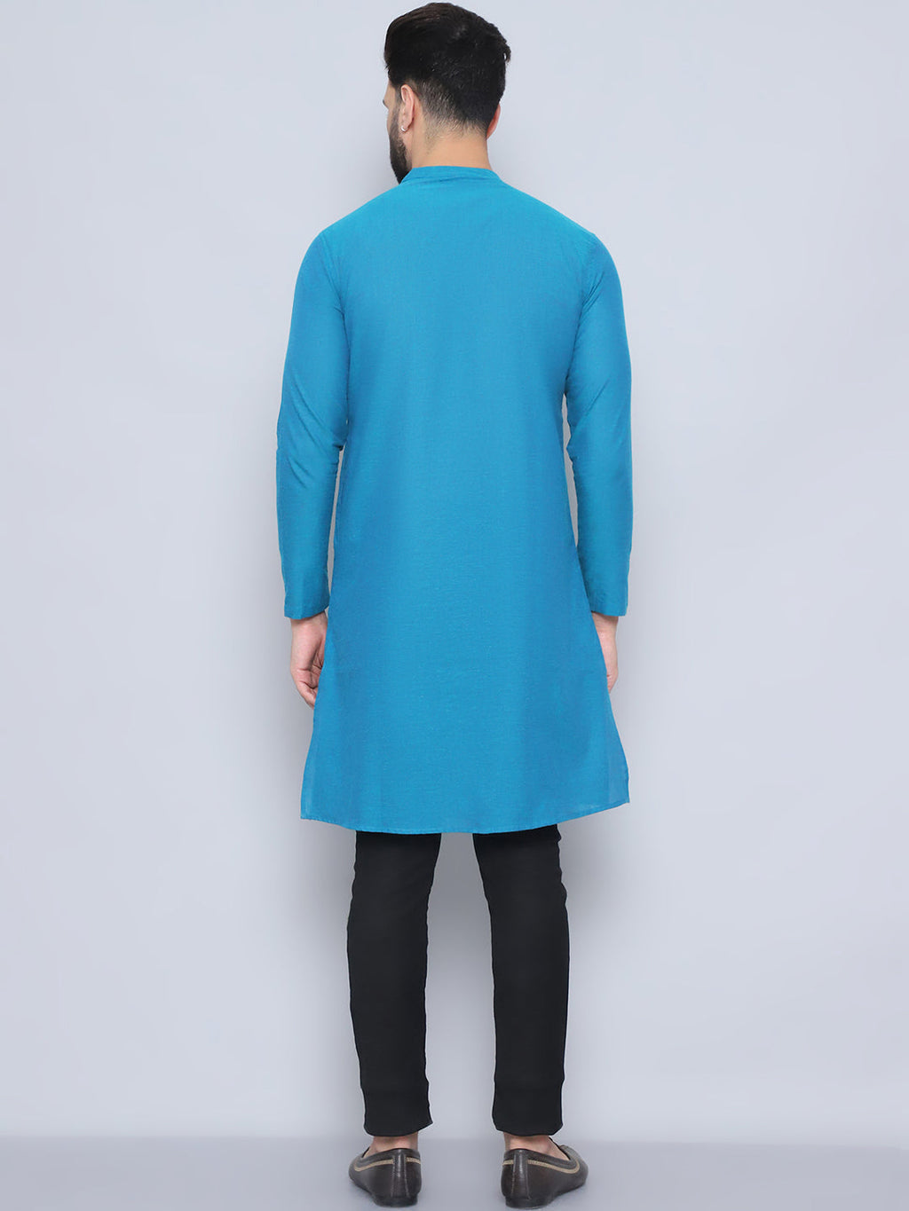 Even Apparels Men's Pure Cotton Blue Sherwani Kurta