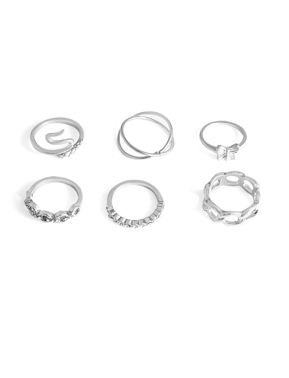 Silver-Plated Alloy Stylish Contemporary Stackable Ring - The Pari
