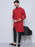 Even Apparels Men's Pure Cotton Maroon Sherwani Kurta