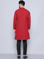 Even Apparels Men's Pure Cotton Maroon Sherwani Kurta
