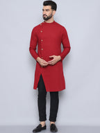 Even Apparels Men's Pure Cotton Maroon Sherwani Kurta