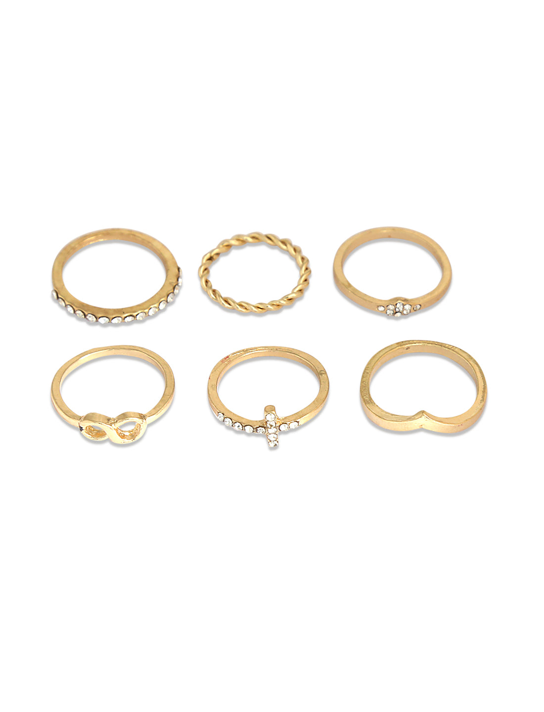 Gold-Polished Alloy Stylish Contemporary Stackable Ring - The Pari