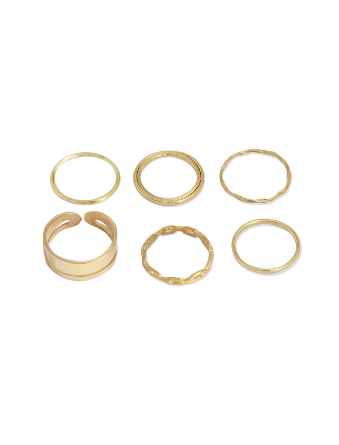 Gold-Polished Alloy Stylish Contemporary Stackable Ring - The Pari