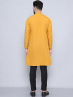 Even Apparels Men's Pure Cotton Yellow Sherwani Kurta
