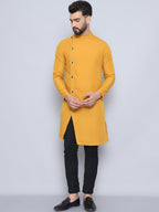 Even Apparels Men's Pure Cotton Yellow Sherwani Kurta