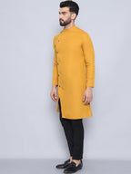 Even Apparels Men's Pure Cotton Yellow Sherwani Kurta