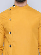 Even Apparels Men's Pure Cotton Yellow Sherwani Kurta