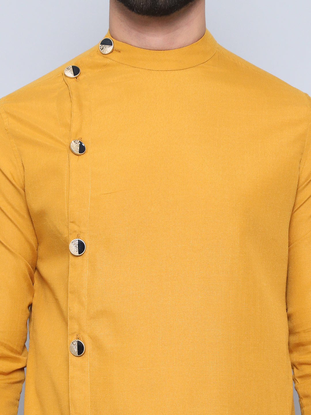 Even Apparels Men's Pure Cotton Yellow Sherwani Kurta