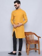 Even Apparels Men's Pure Cotton Yellow Sherwani Kurta