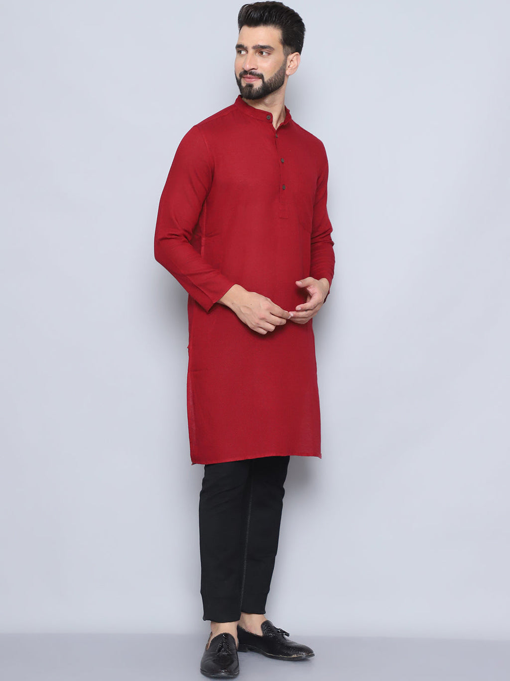 Even Apparels Men's Pure Cotton Maroon Kurta