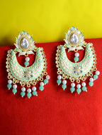 Gold-Plated Alloy Blue Golden Hoop Jhumki Earrings - The Pari - Distacart