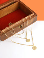 Gold-Polished Alloy Queen Coin Double Layer Necklace - The Pari