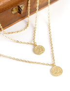 Gold-Polished Alloy Queen Coin Double Layer Necklace - The Pari