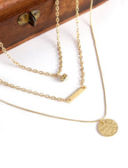 Gold-Polished Alloy Stone Plate & Coin Charm Necklace - The Pari